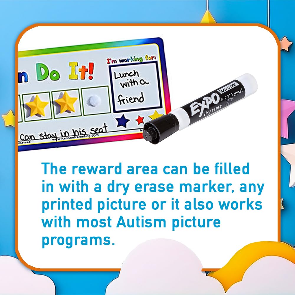 Kenson Kids “I Can Do It!” Token Board. Colorful Magnetic Rewards Chart with Positive-Reinforcement Stars and Customizable Goal Box. Great for Ages 3-10. Measures 5-Inches by 11-Inches