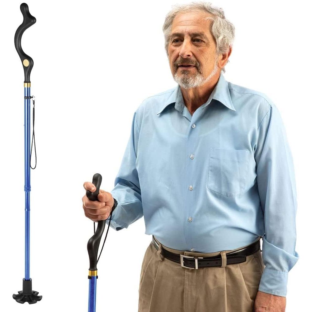 Buy now Walking Cane for Men and Women - Special Balancing Stick With 10 Adjustable Heights - Self Standing, Folding, Portable, Collapsible, and Comfortable Blue at indiglob india