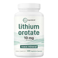 Lithium Orotate 10mg, 240 Veggie Capsules | 5mg Per Capsules | High Bioavailability Trace Mineral | Healthy Aging, Brain Supplement, & Mood Support | Non-GMO, Gluten Free