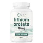 Lithium Orotate 10mg, 240 Veggie Capsules | 5mg Per Capsules | High Bioavailability Trace Mineral | Healthy Aging, Brain Supplement, & Mood Support | Non-GMO, Gluten Free