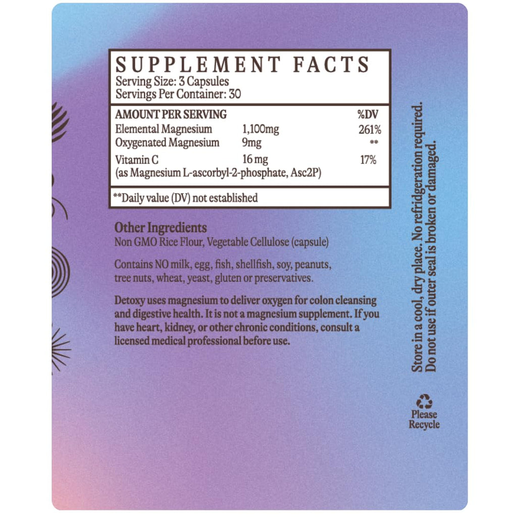 Detoxy by Solluna — Oxygenated Magnesium Oxide Colon Cleanse with Asc2P — Natural, Non-Laxative Detox for Bloating & Digestive Health — Kimberly Snyder (90CT) Vegan & Non-GMO