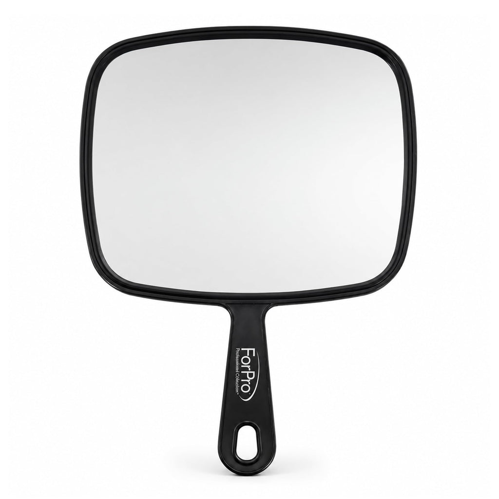 ForPro Professional Collection Extra Large Hand Mirror with Handle, 9" W x 12" L, Multi-Purpose Handheld Mirror with Distortion-Free Reflection, Black (Pack of 2)