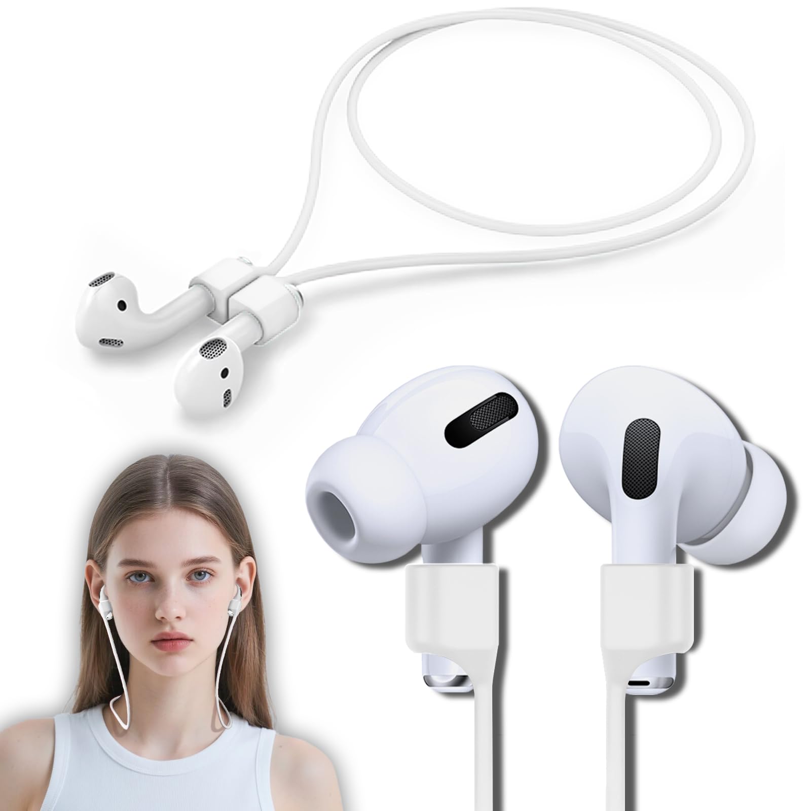 Buy now 5 Pack Ultra Strong Magnetic AirPods Pro Straps, Anti-Lost Neck Cord for AirPods Pro 3 2025,AirPods 4th, AirPods Pro 2nd/1st, AirPod 3rd, AirPod 2nd/1st - 5 Pcs Silicone Sports Lanyard and 2 Ear Hook B2-white at indiglob india