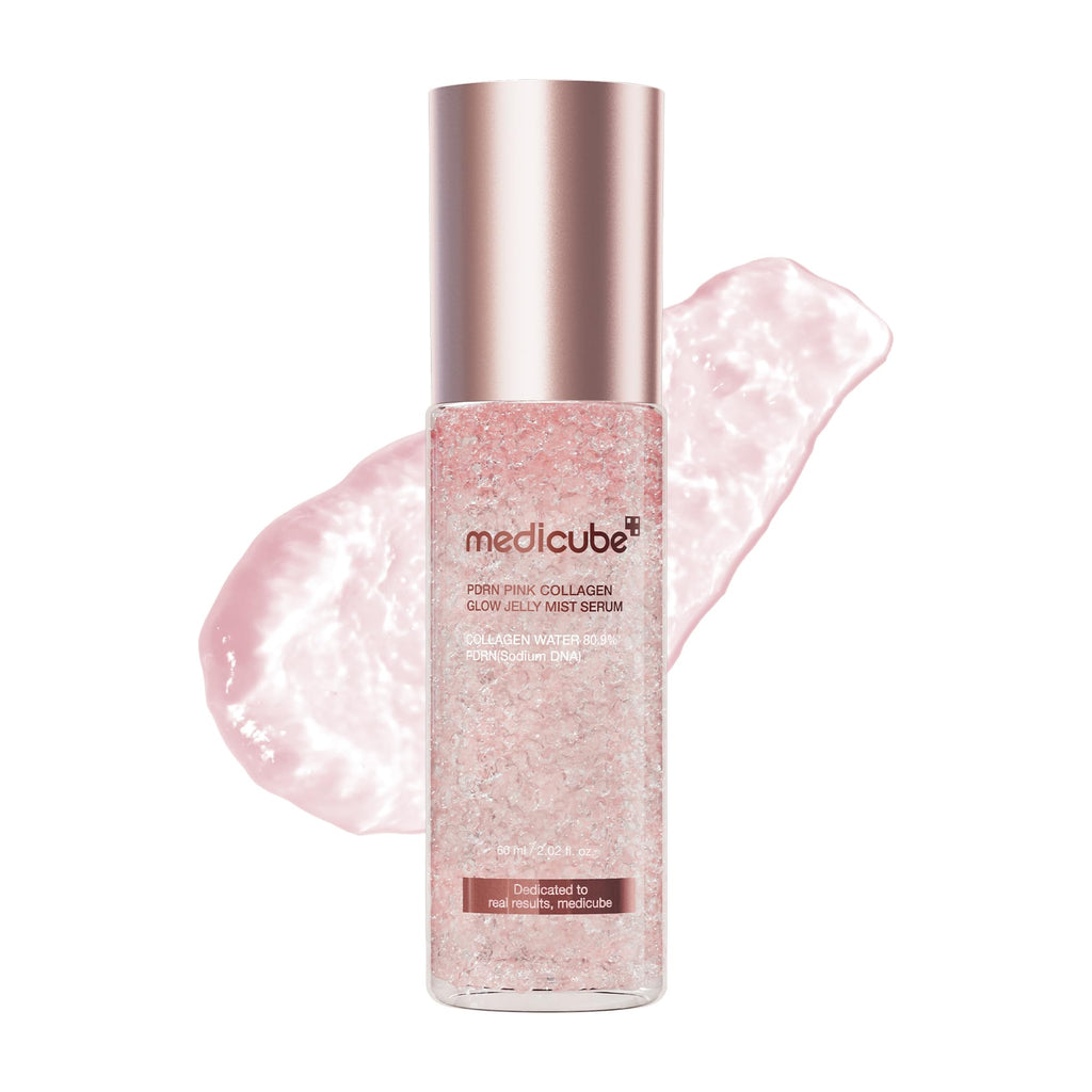 medicube Jelly Mist Serum with Pink PDRN Collagen, 2.02 fl.oz | Dual-Texture Glow Spray with Niacinamide, Glutathione, Hyaluronic Acid, Ceramide - Hydration, Radiance, Plump-Looking Skin