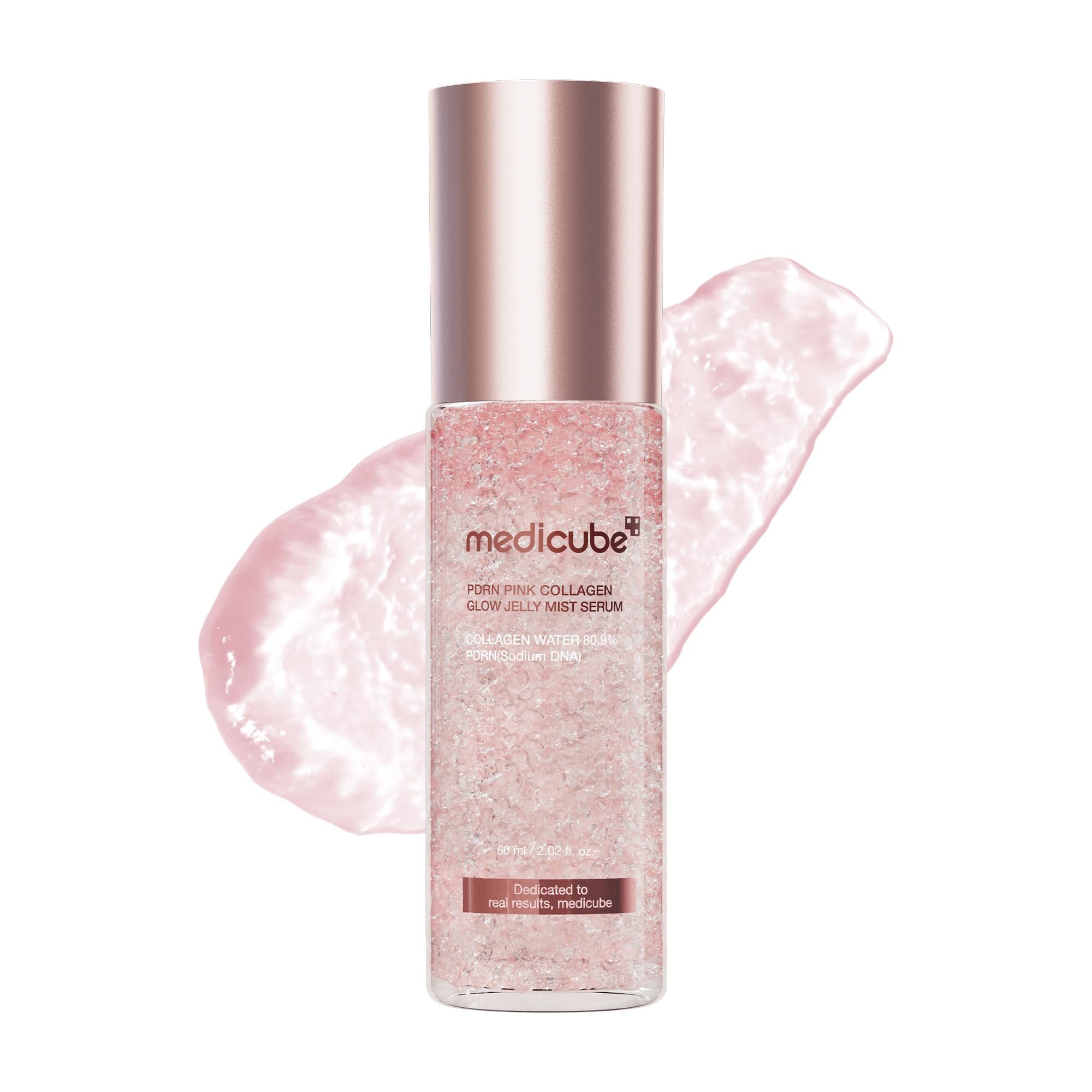 medicube Jelly Mist Serum with Pink PDRN Collagen, 2.02 fl.oz | Dual-Texture Glow Spray with Niacinamide, Glutathione, Hyaluronic Acid, Ceramide - Hydration, Radiance, Plump-Looking Skin