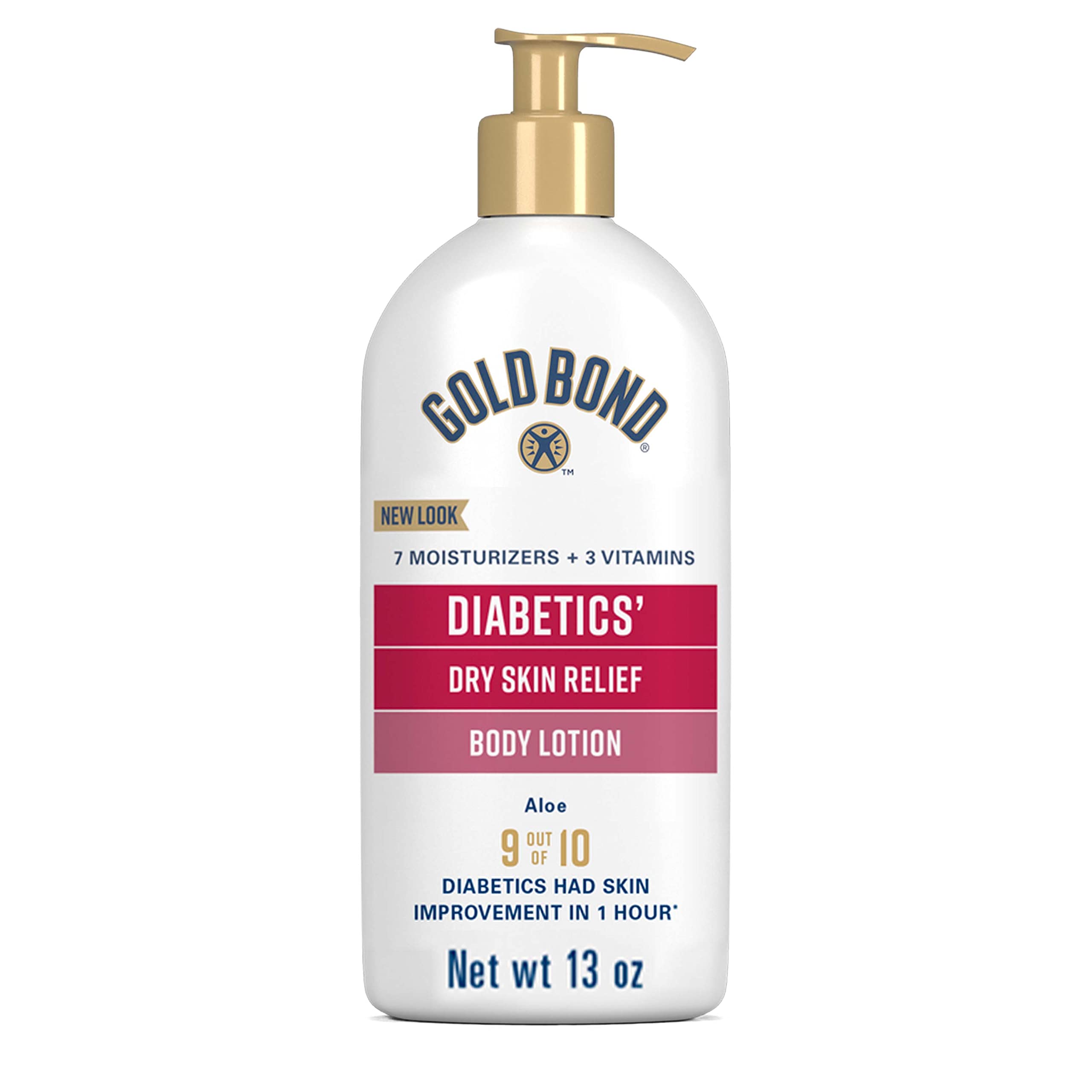 Gold Bond Diabetics' Dry Skin Relief Body Lotion for Dry Skin, With Aloe | 24-hour moisture, dry skin lotion for diabetes care, with aloe & 3 vitamins for long-lasting hydration, all-over moisturizer