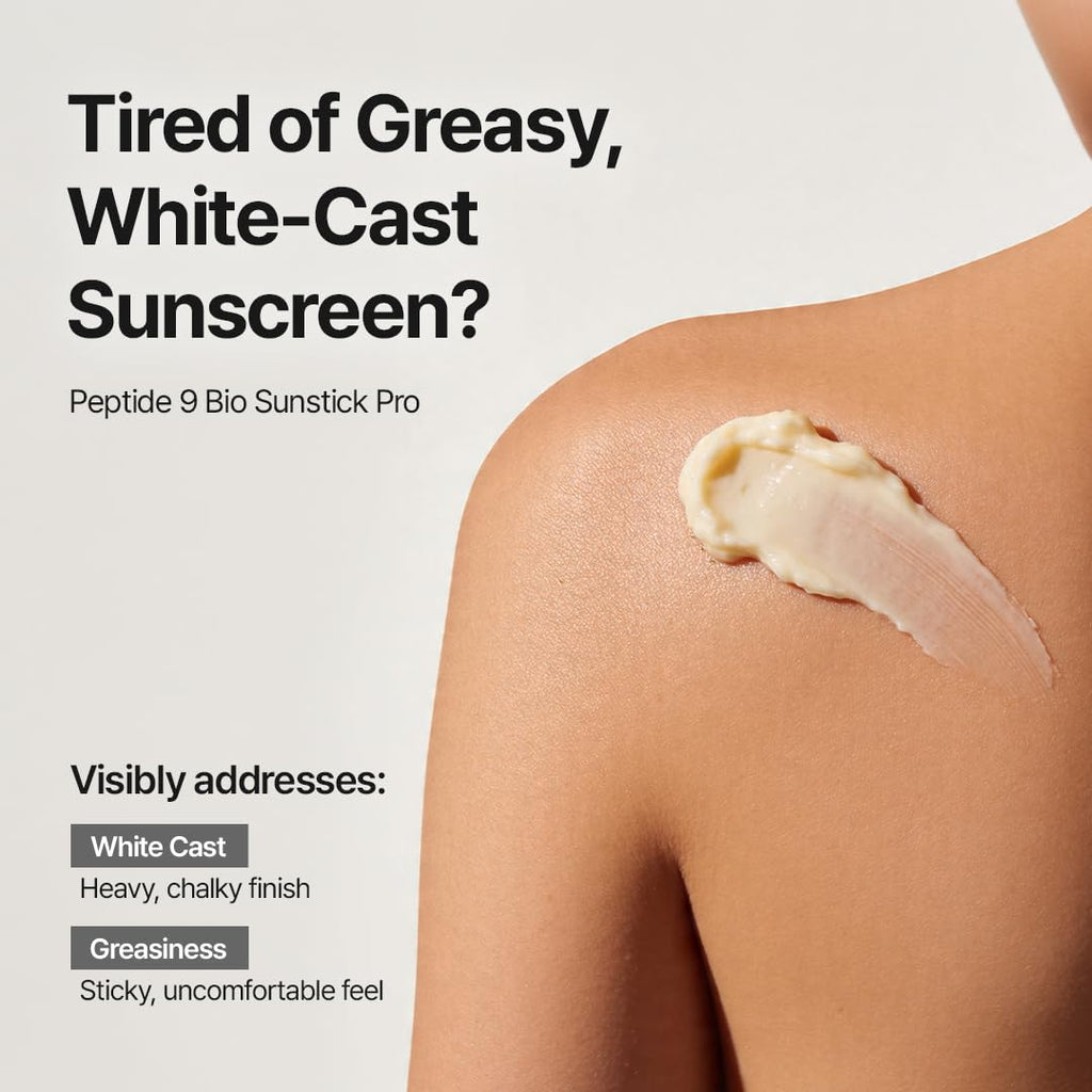 MDP+ Peptide 9 Bio Sunstick Pro | Korean Sunscreen Stick SPF 50+, Lightweight, Non-Greasy Broad Spectrum UV Protection for Face & Body
