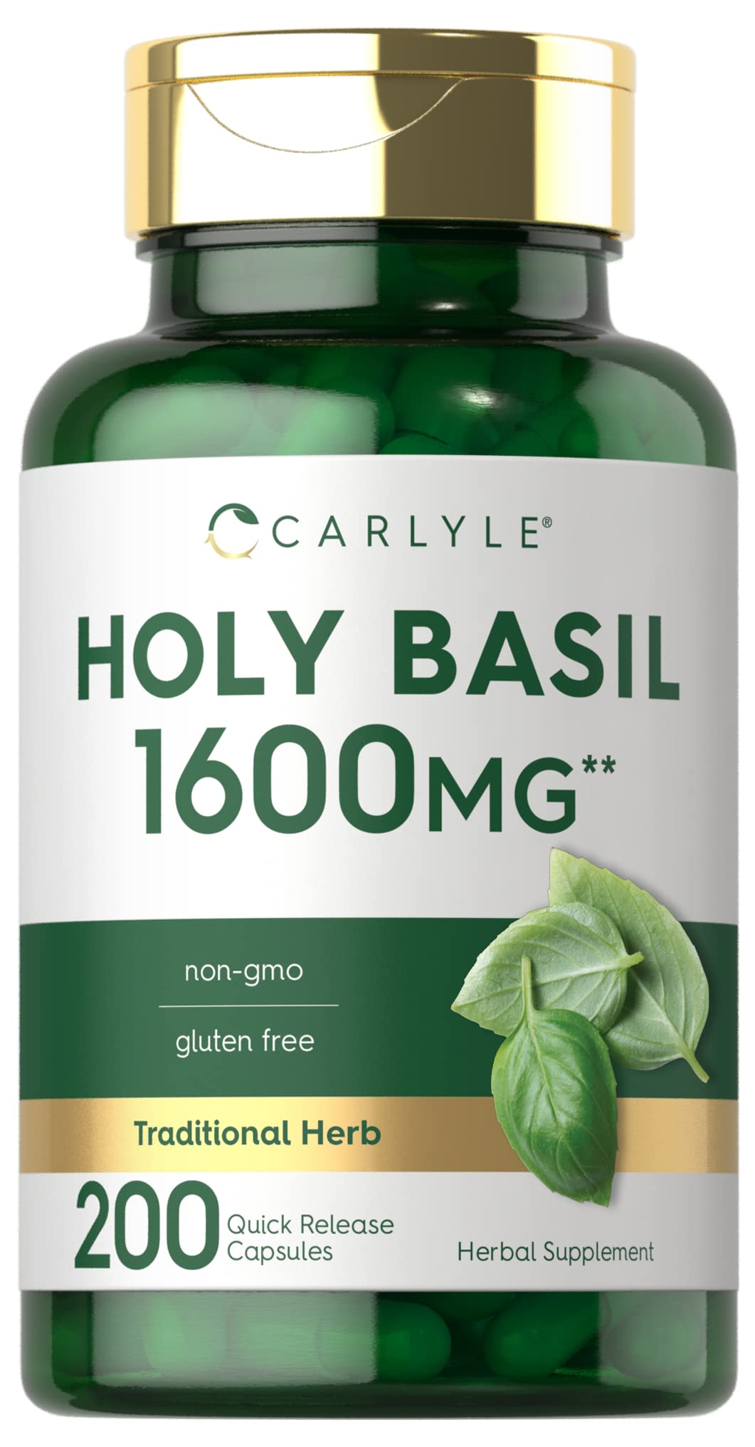 Carlyle Holy Basil Capsules | 200 Count | Tulsi Holy Basil Leaf Extract