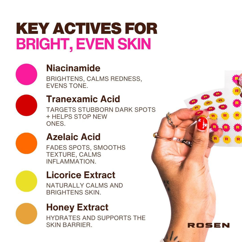 ROSEN Honey Kojic Hyper-Fade Dark Spot Patches with Tranexamic Acid, Azelaic Acid & Niacinamide for Acne Scars, Hyperpigmentation & Dark Spots | Targeted Spot Treatment | 48 Patches
