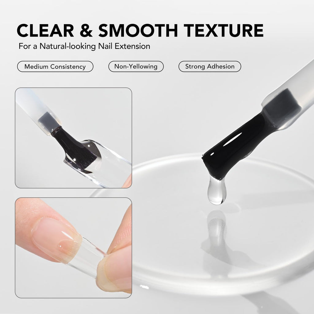 GAOY 4 Pcs 16ml Gel Nail Glue for Acrylic Nails Tips, Clear Glue Gel for Sheer Press ons for Long Lasting UV Light Cure DIY