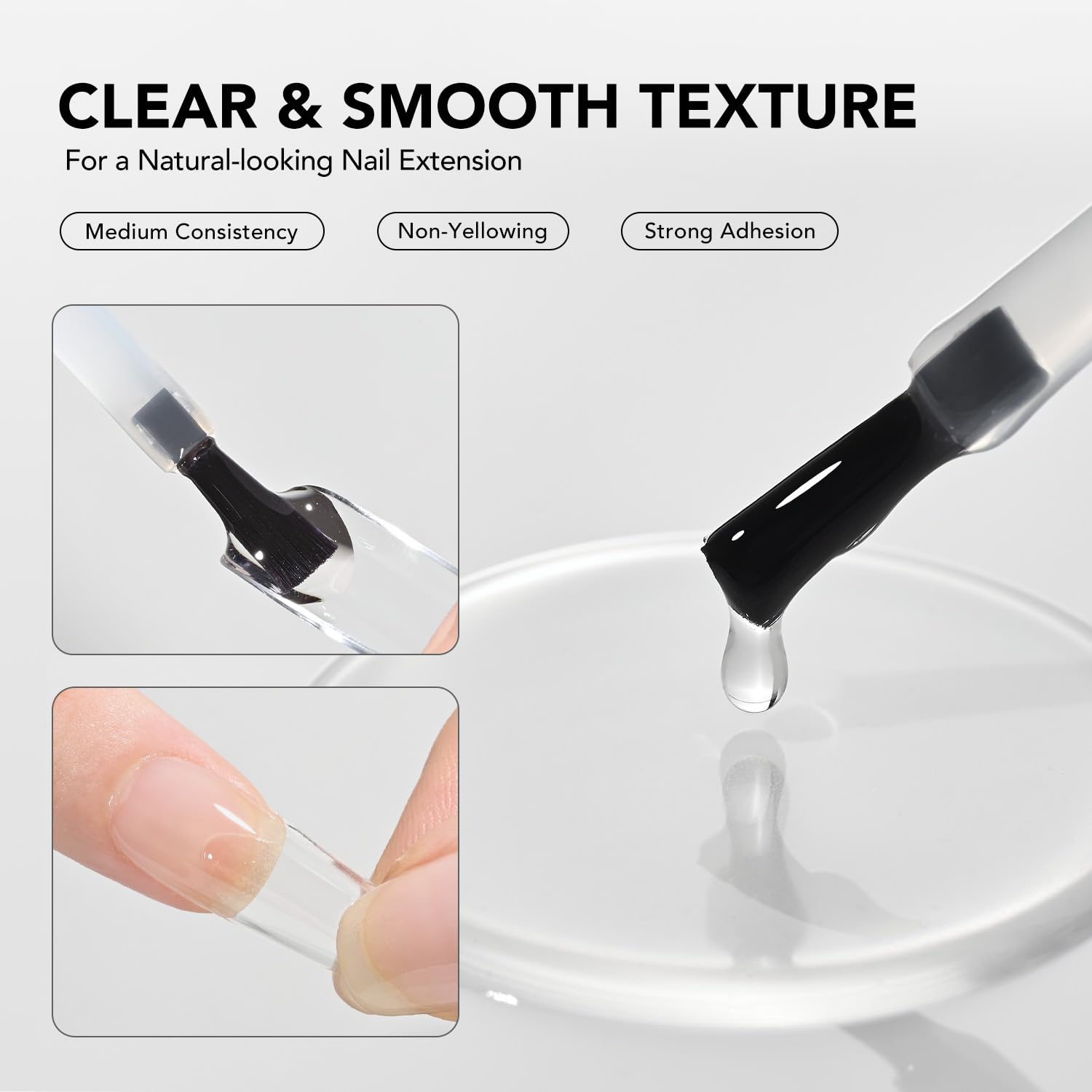 GAOY 4 Pcs 16ml Gel Nail Glue for Acrylic Nails Tips, Clear Glue Gel for Sheer Press ons for Long Lasting UV Light Cure DIY