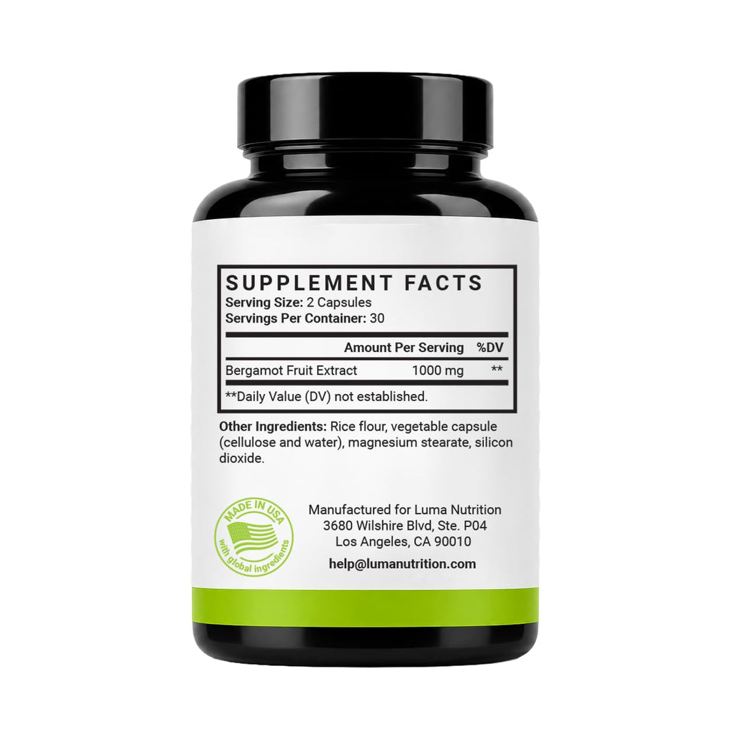 Luma Nutrition Citrus Bergamot 1000mg Supplement - 60 Capsules