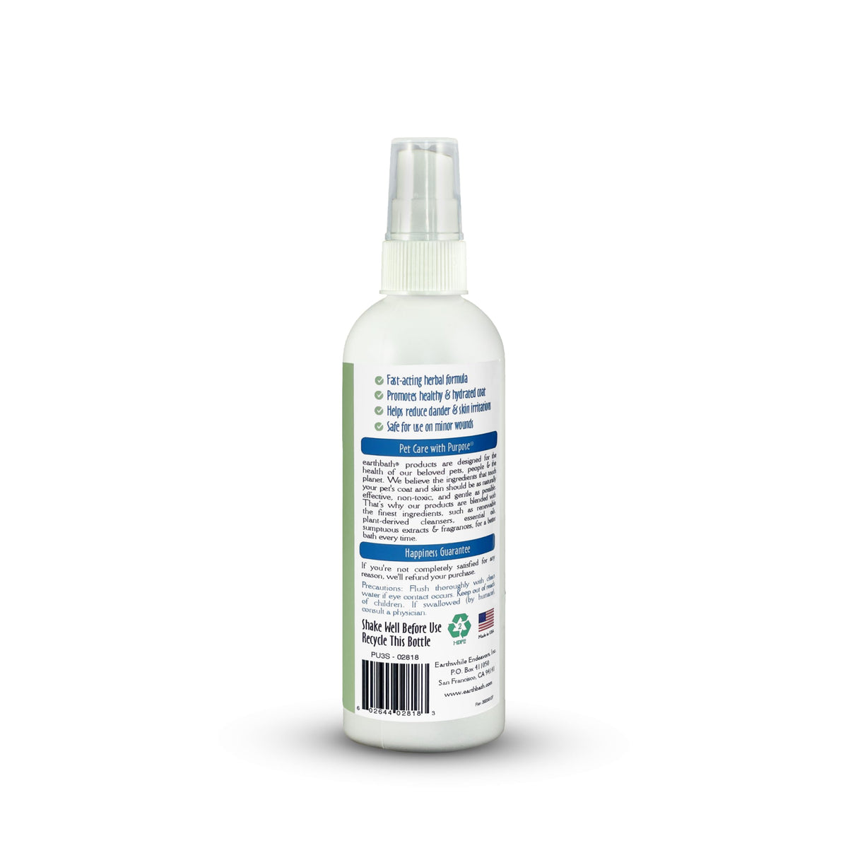 earthbath Shea Butter Spray, Dog Dandruff Relief, 8 Oz (1 Pack)