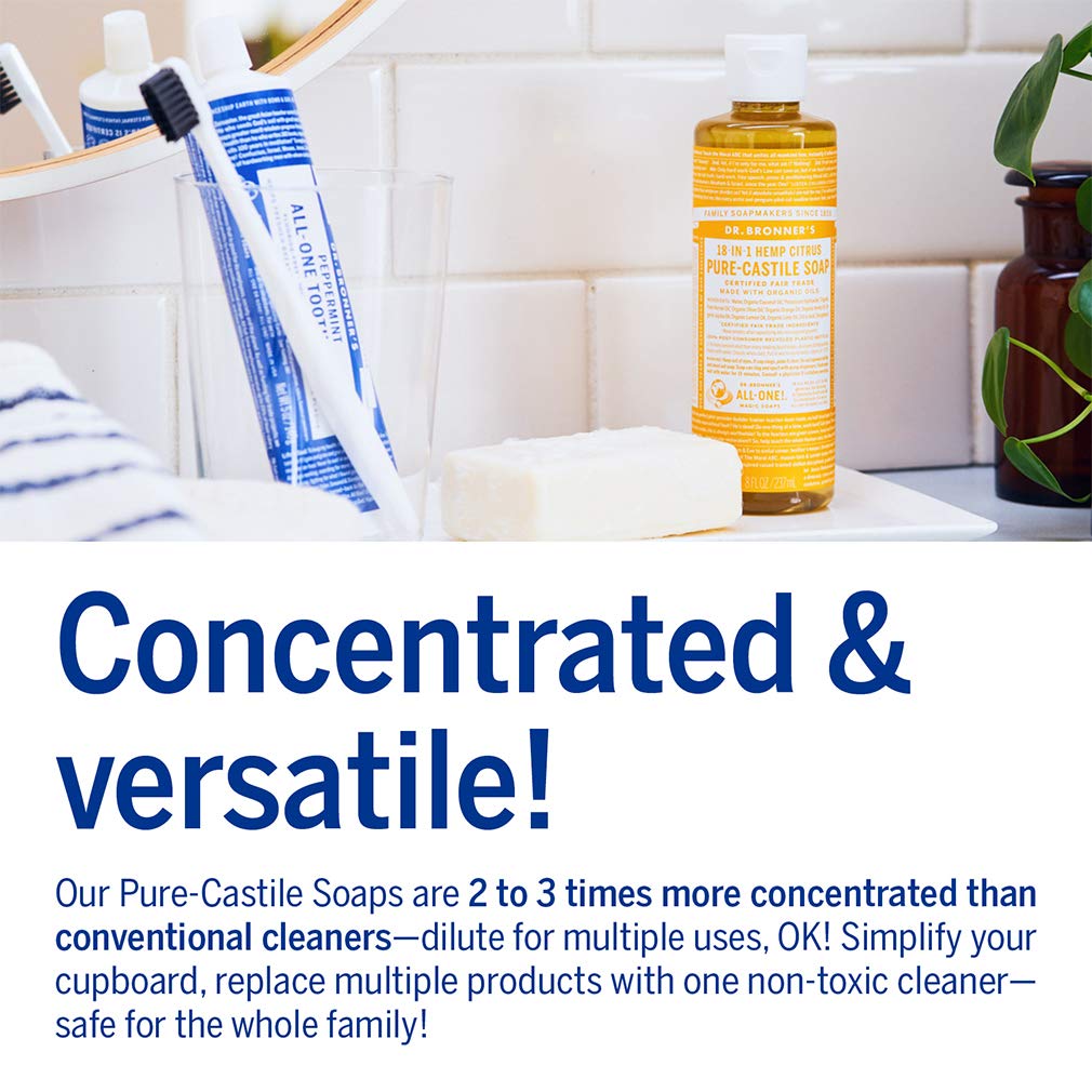 Buy now Dr. Bronner's - Pure-Castile Liquid Soap (Citrus, 8 ounce) - Made with Organic Oils, 18-in-1 Uses: Face, Body, Hair, Laundry, Pets and Dishes, Concentrated, Vegan, Non-GMO at indiglob india