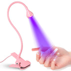 UV Nail Lamp - UV Light for Gel Nails, Flash Cure Lamp | LED Gooseneck Flash Cure Lamp for Nails, Manicure Dryer Black Light with Clamp, 365+395nm 5V 3W 4 Levels Dimming White