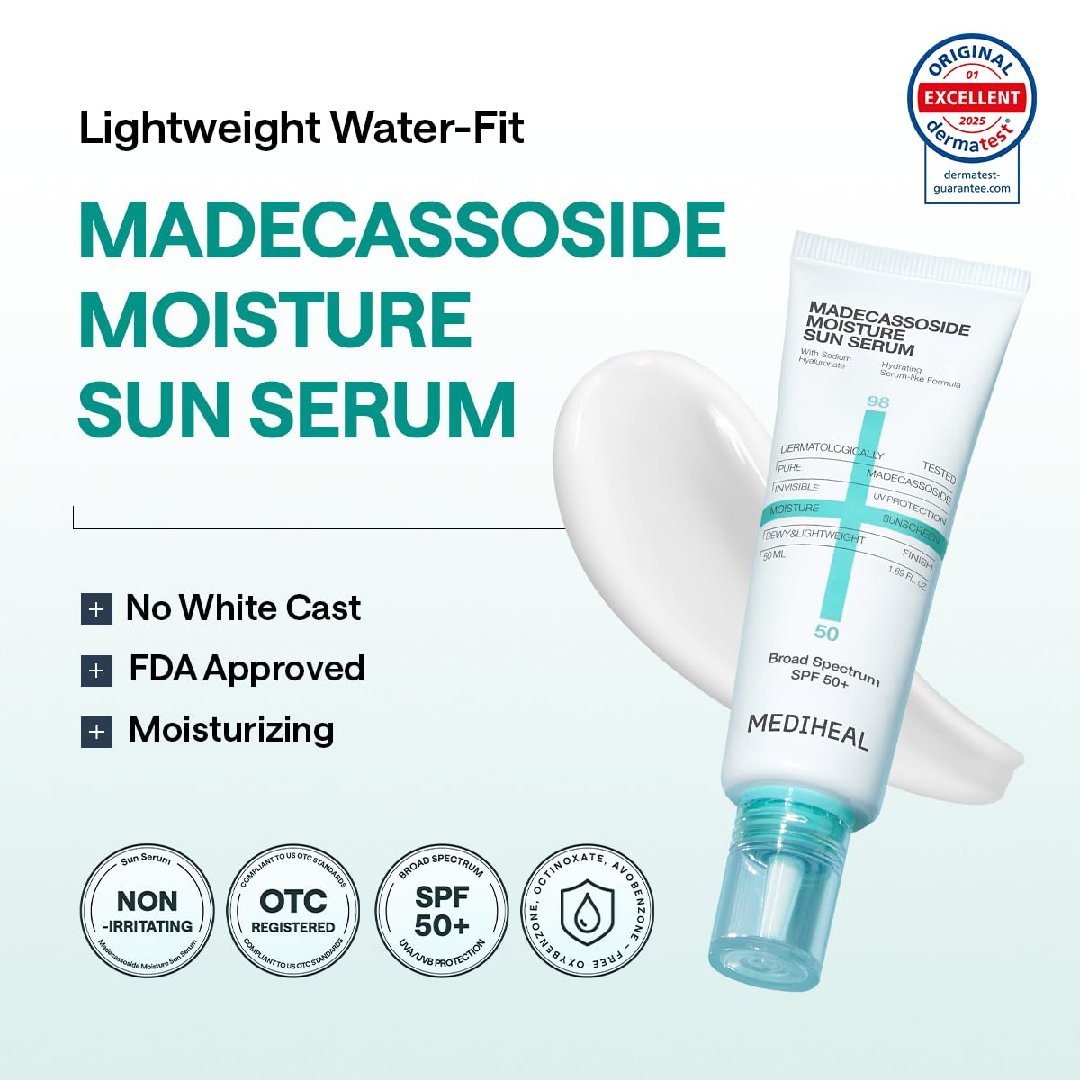MEDIHEAL Madecassoside Moisture Sun Serum SPF 50+ Sunscreen (1.69 fl oz)