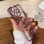 Buy now Compatible with iPhone 15 Pro Max Phone Case with Camera Lens Protector for Women Girls Luxury Electroplated Clear Glitter Quicksand Cute Cover for 15 ProMax (Rabbit Pink) at indiglob india