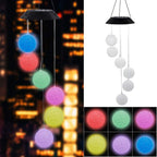 MorTime LED Solar Crystal Ball Wind Chime, 25" Mobile Hanging Wind Chime for Home Garden Decoration, Automatic Light Changing Color