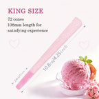 ZAPWRAP 72 PCS Pink Pre Rolled Cones| Ice Cream Flavor | King Size Rolling Paper Cone with Loader and Packing Sticks with Heart Patterns | Valentine's