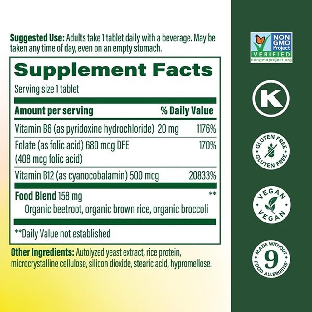 MegaFood Vegan Vitamin B12 with Vitamin B6 and Folic Acid, 30 Mini Tablets