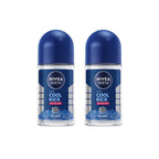 NIVEA Men Cool Kick Roll-On Deodorant 50ml – Refreshing Cool Formula with Masculine Scent, Skin Comfort, Quick Dry, Long-Lasting Freshness, 2 Pack