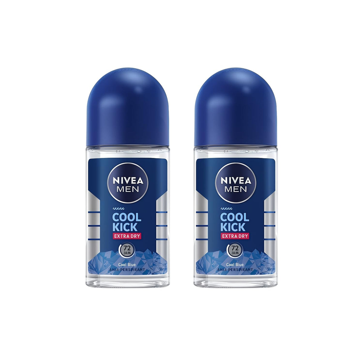 NIVEA Men Cool Kick Roll-On Deodorant 50ml – Refreshing Cool Formula with Masculine Scent, Skin Comfort, Quick Dry, Long-Lasting Freshness, 2 Pack