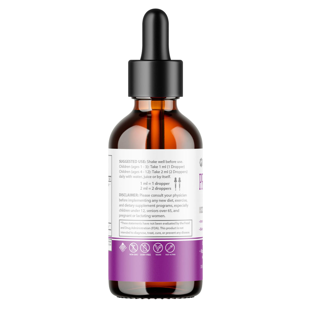Liquid Probiotics for Kids & Toddlers | + Prebiotic + Ginger Root | Acidophilus Probiotic | Dairy Free | Vegan | Non-GMO | Gluten Free | 30-60 Servings