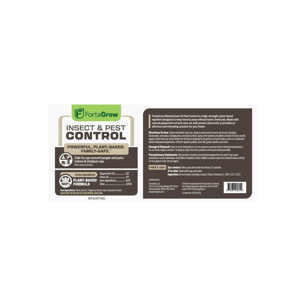 Insect & Pest Control Spray – Extra-Strength Peppermint & Clove Oil Formula – Kills & Repels Spiders, Ants, Gnats, Roaches & More – Family-Safe – Indoor & Outdoor – 16oz