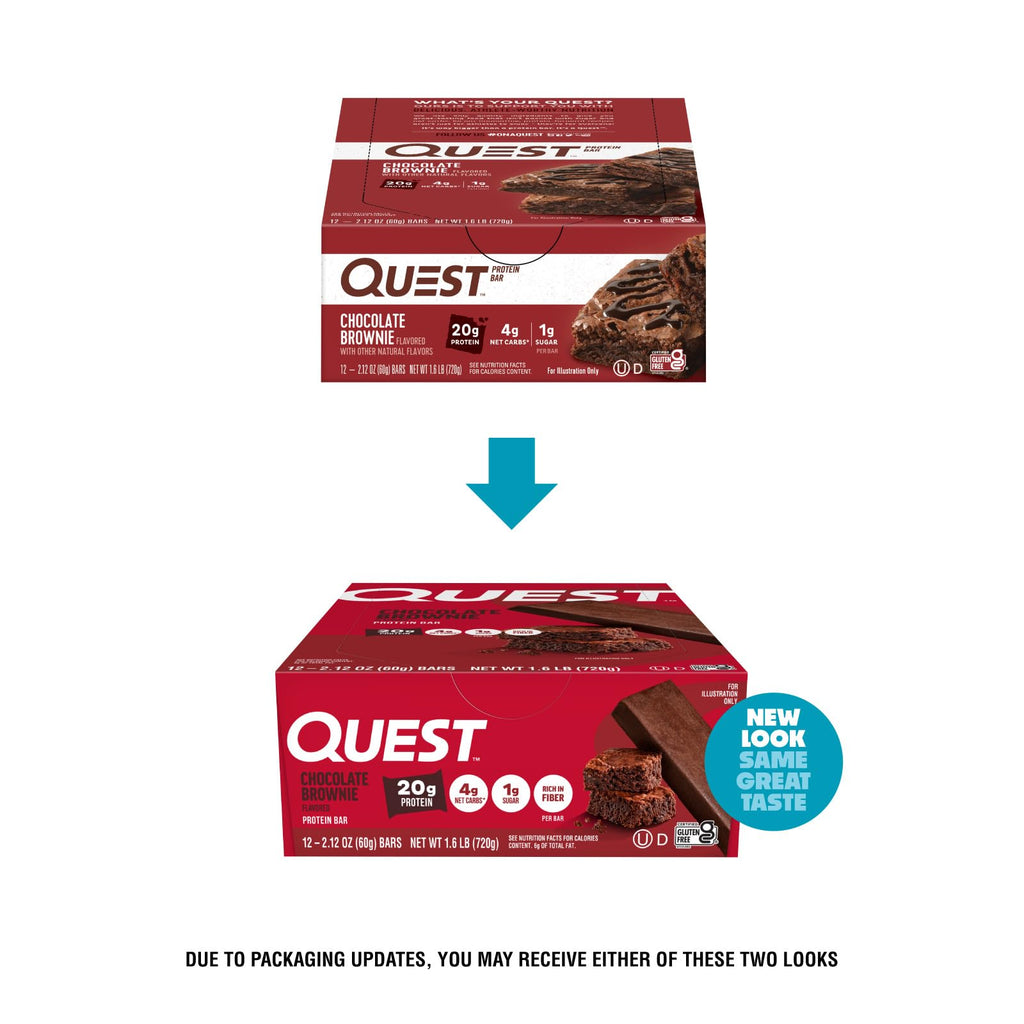 Buy now Quest Nutrition Chocolate Brownie Protein Bar, 20g Protein, 1g Sugar, 4g Net Carb, High Fiber, Gluten Free, 12 Count at indiglob india