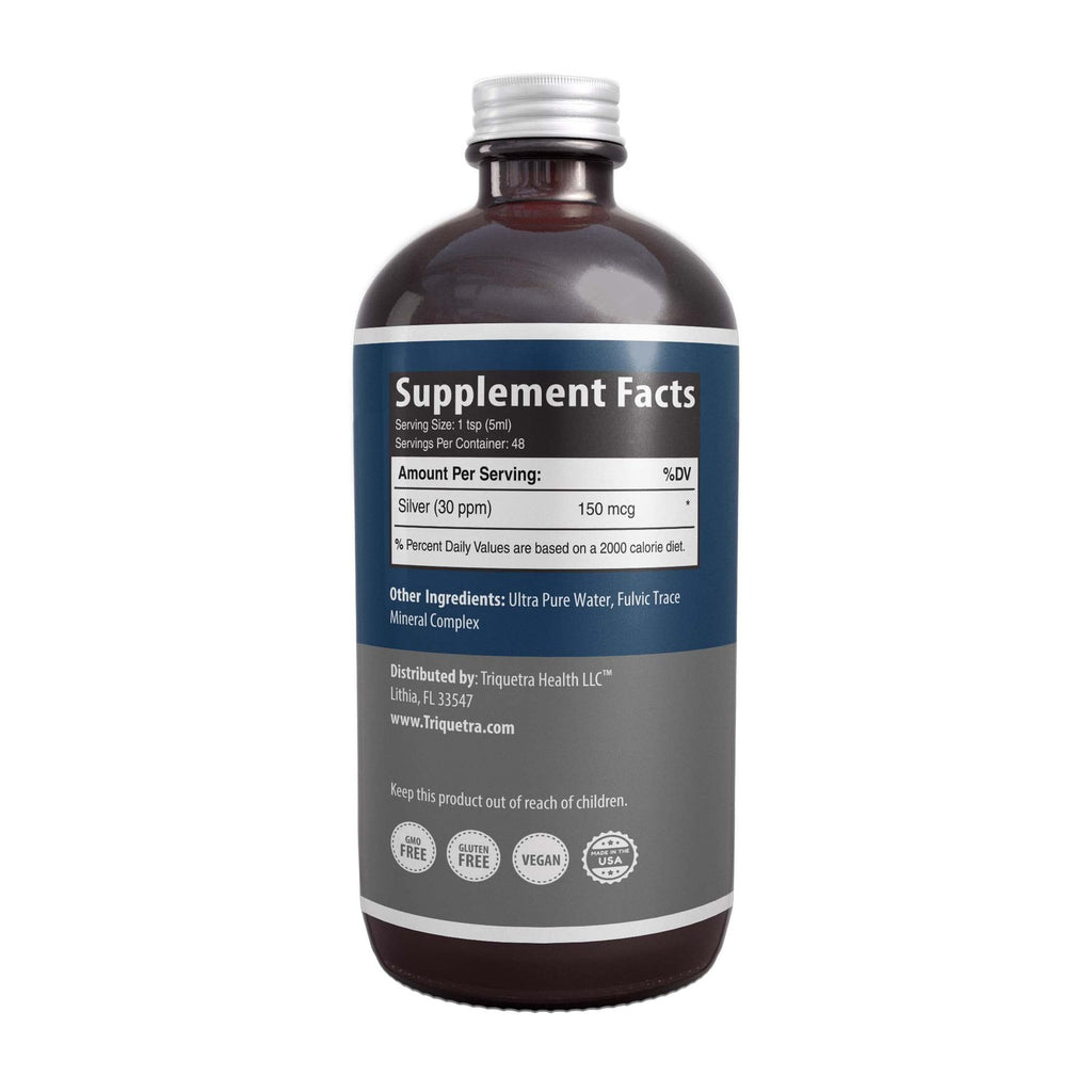 Bioactive Colloidal Silver - 8 oz, Glass Bottle, Vegan, Safe Doses with Highest Effectiveness - Nano Ions, 30 PPM - Immune Support (48 Servings)
