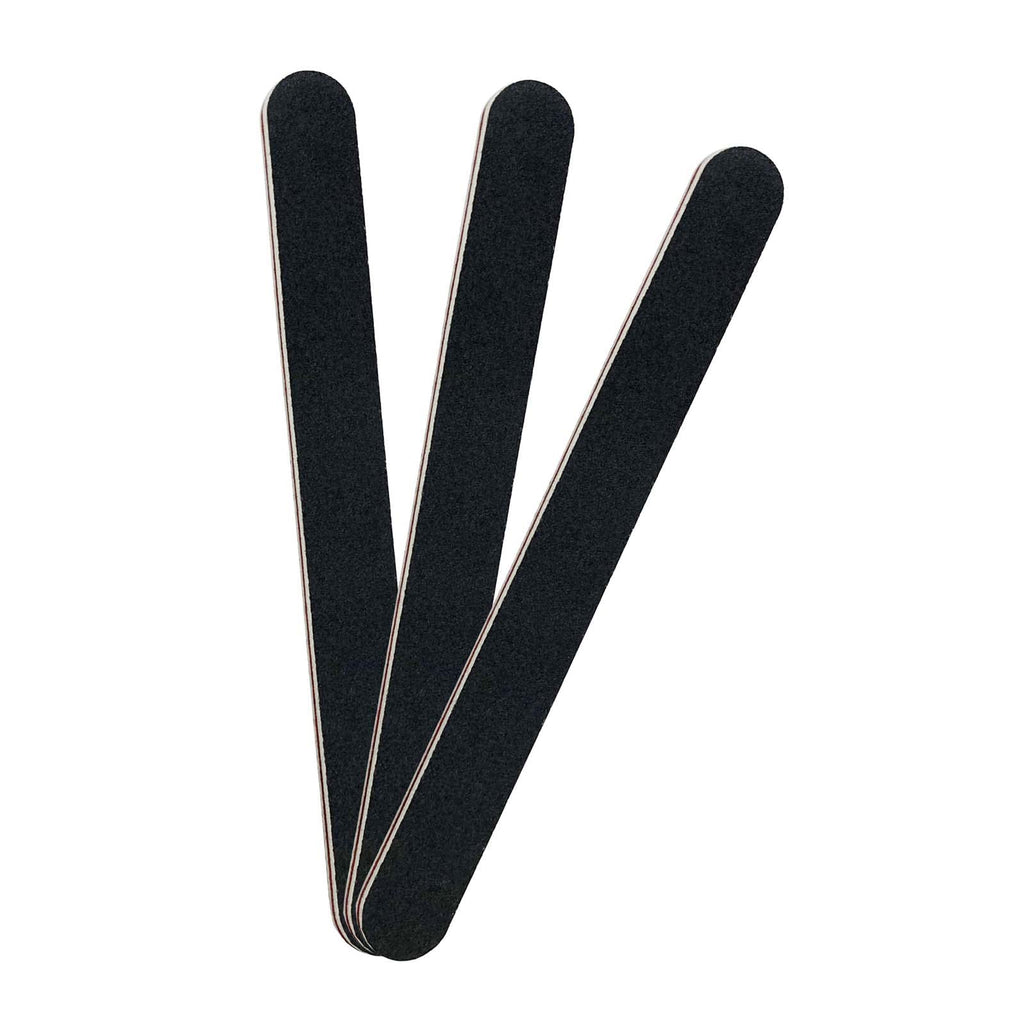 3 Pack Professional Emery Boards, 100/180 Grit Nail File for Acrylic and Natural Nails, Reusable, Black