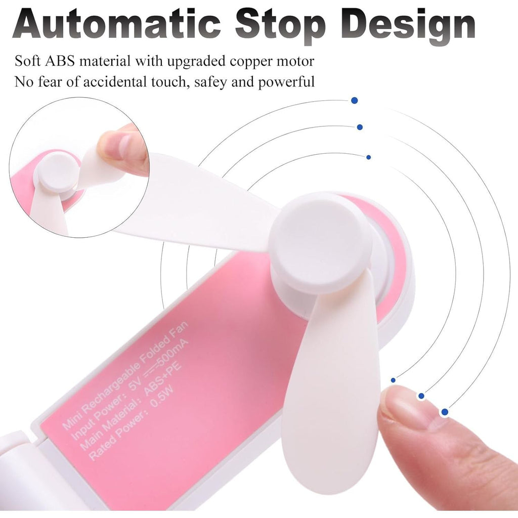 Buy now Personal Handheld Fan, Mini Portable Pocket Fan, Small Lightweight USB Rechargeable for Home Sports Outdoor Travel, 2 Speed Powerful Wind (Pink) at indiglob india