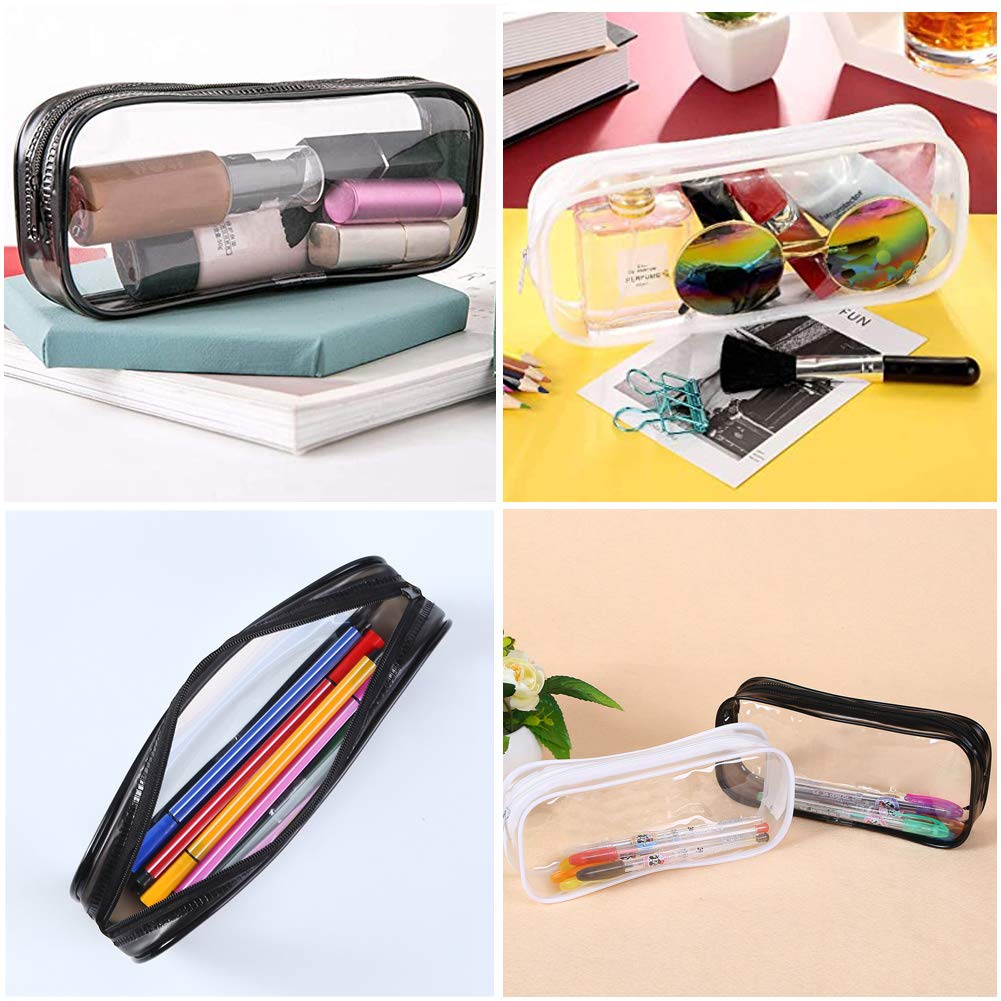 BlingKingdom 2PCS Clear Cases with Zipper, Makeup Brush Bag for Traveling
