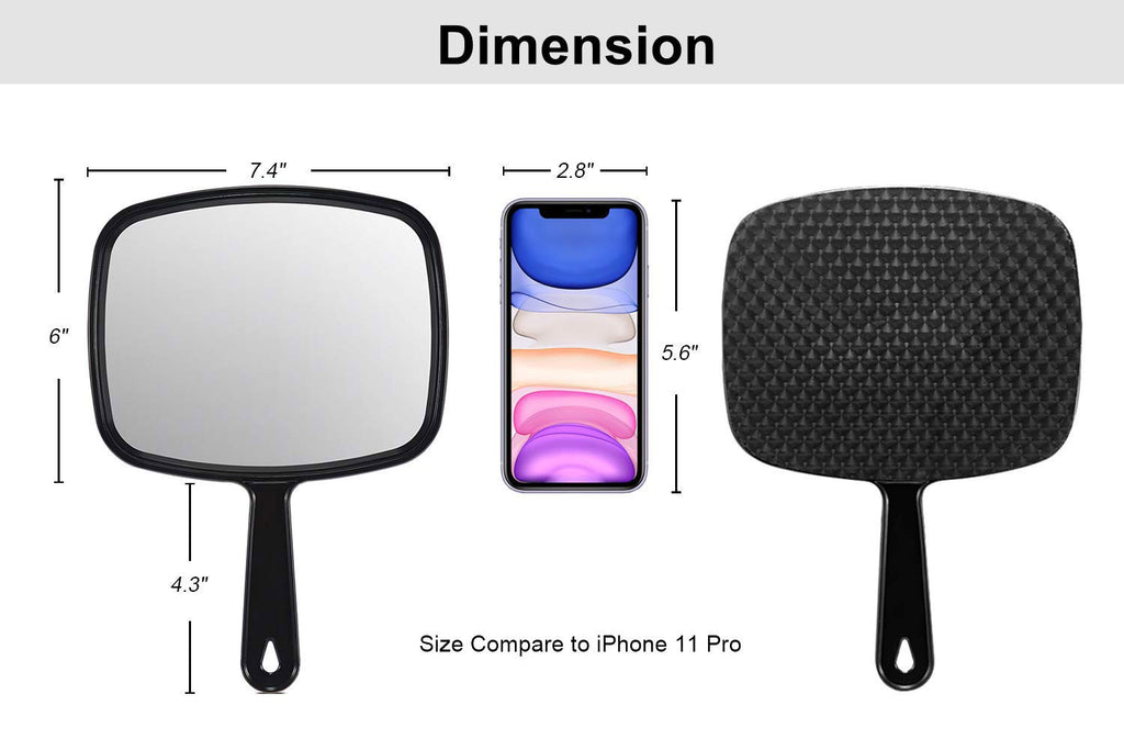 Buy now PROTECLE Hand Mirror, 10.3" L x 7.4" W Salon Barber Hairdressing Handheld Mirror with Handle, Square Black at indiglob india