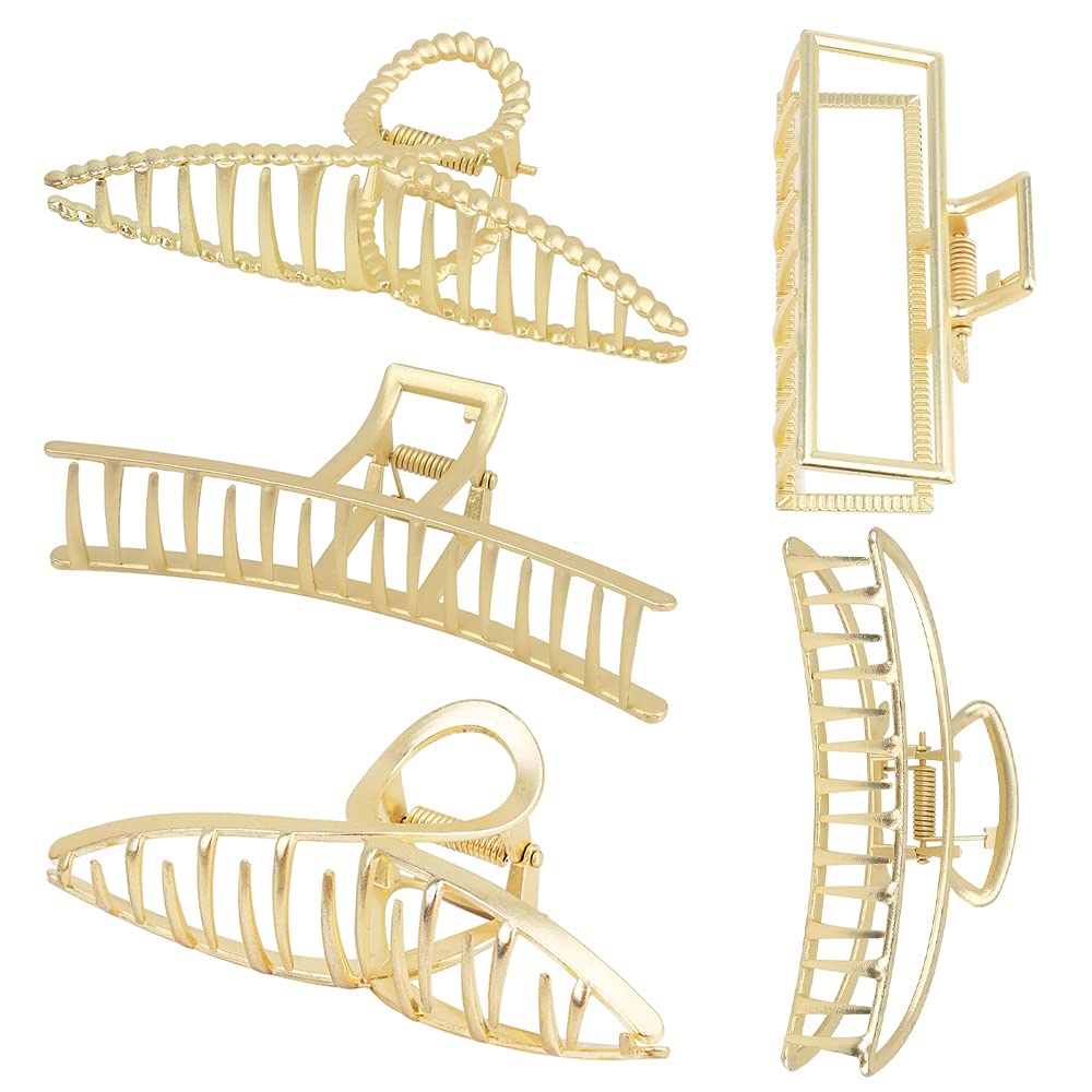 Buy now ANBALA Gold Hair Clips, Metal Large Claw Clips for Thick Hair Big Jaw Clips for Hair, Butterfly Hair Clips Hair Accessories for Women Light Gold at indiglob india