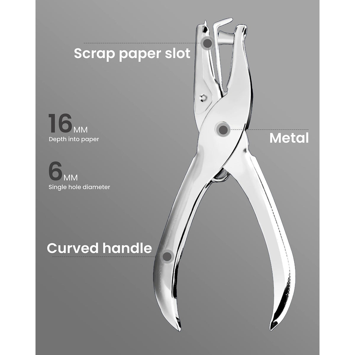 2 Pcs Hole Punch, 1/4 Inch and 1/8 Inch Single Hole Punch, MoHern Hole Puncher Single, Hole Puncher for Crafts, Tags, Tickets, Circle Paper Punches with 6 Sheet Capacity for Home, Office, School