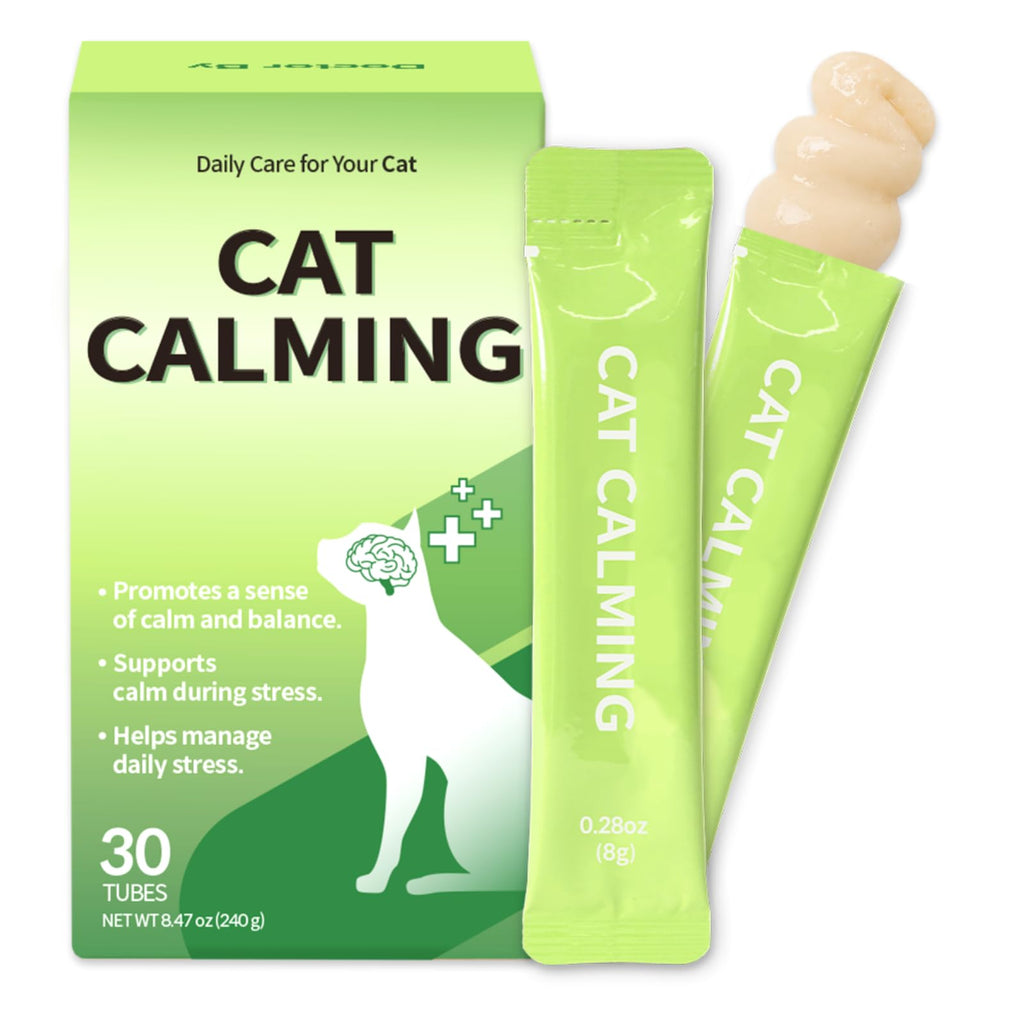 Doctor By Cat Calming Stress and Anxiety Relief Supplement Anti Stress Relaxant Sedative overgrooming with Lactium, L-Tryptophan 30 lickable Formula Individually Packaged, Chicken (1 Pack)