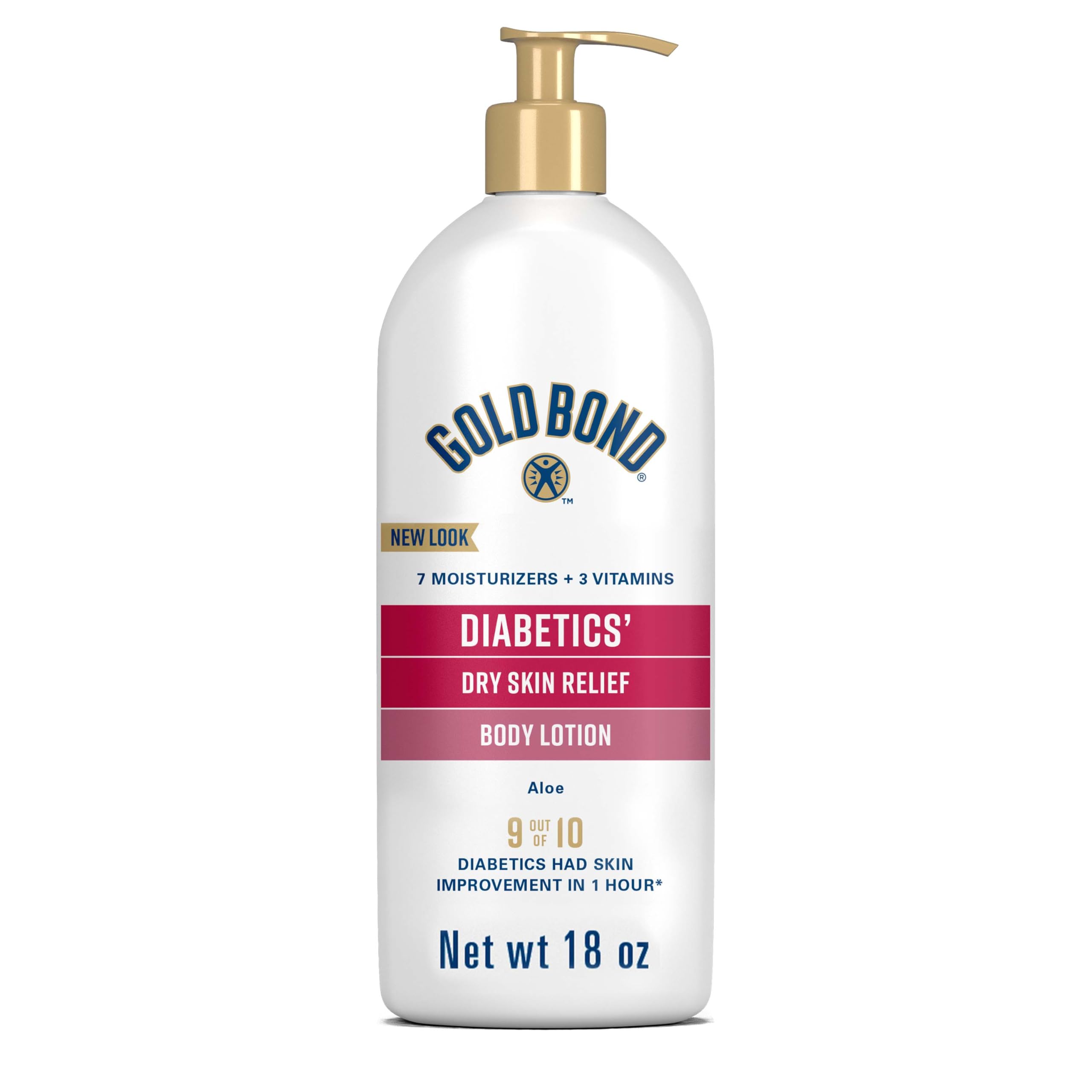 Gold Bond Diabetics' Dry Skin Relief Body Lotion for Dry Skin, With Aloe | 24-hour moisture, dry skin lotion for diabetes care, with aloe & 3 vitamins for long-lasting hydration, all-over moisturizer