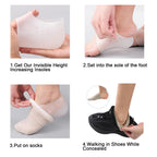 Height Increase Insoles - 1.4 Inches Height Increase Heel Cups for All-Day Comfort - Shock-Absorbing SEBS Gel Inserts for Boots & Sneakers, Deep U-Shape Heel Cushions for Men & Women