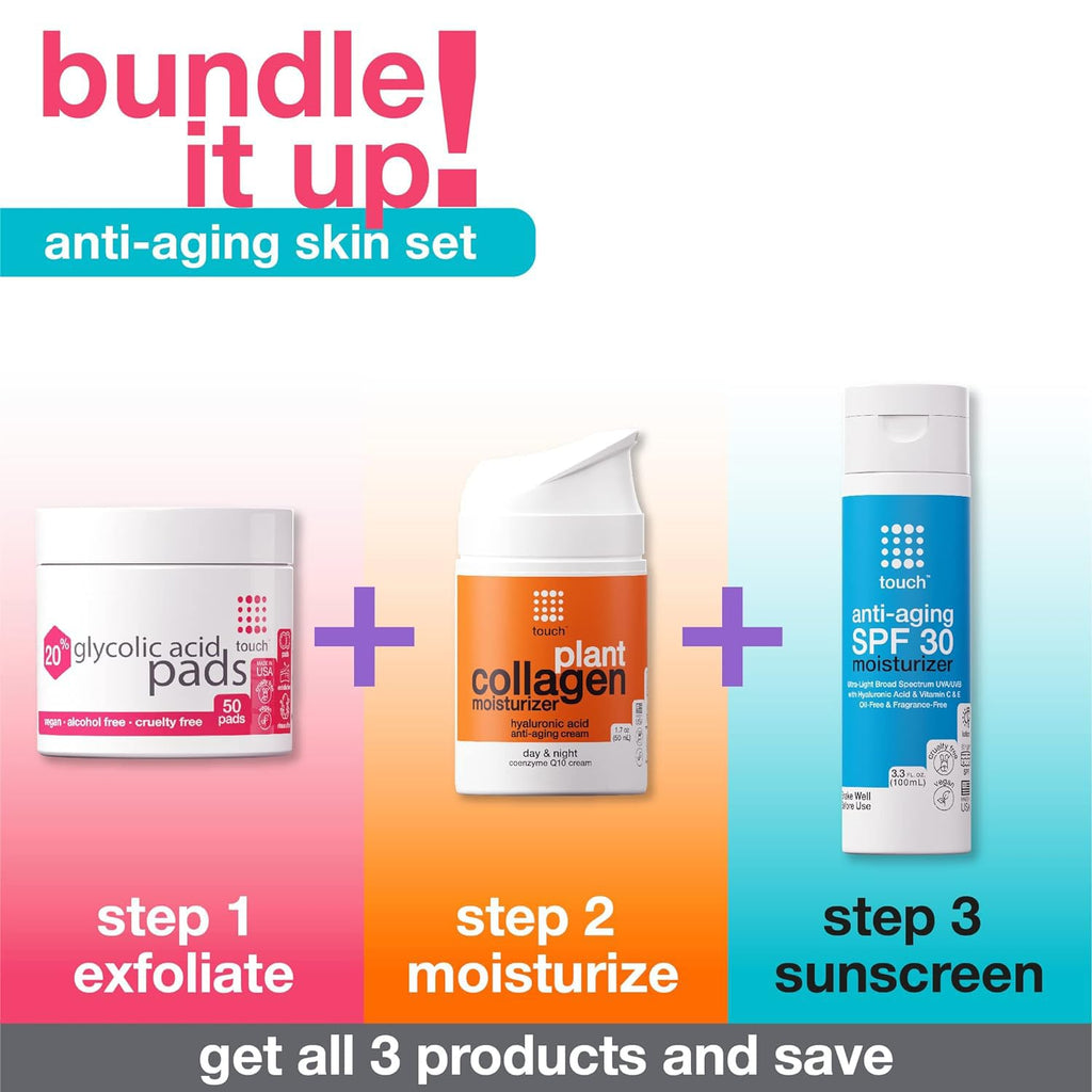 Buy now TOUCH 20% Glycolic Acid Pads Exfoliating And Resurfacing AHA Peel Face Wipes - Great for Dullness, Pores, Scars, Fine Wrinkles, Uneven Skin Tone & Texture, 50 Count at indiglob india