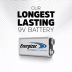 Energizer Ultimate Lithium 9V Batteries (2 Pack), 9 Volt Lithium Batteries