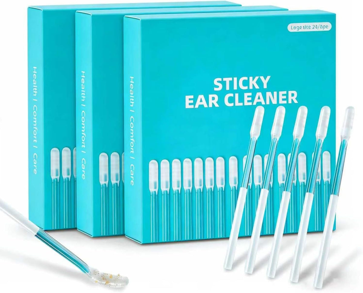 Sticky Ear Cleaning Sticks, 72Pcs Reusable Soft Rubber Adhesive Ear Pick, Gentle Ear Wax Removal Tools, Home Personal Ear Care Kit