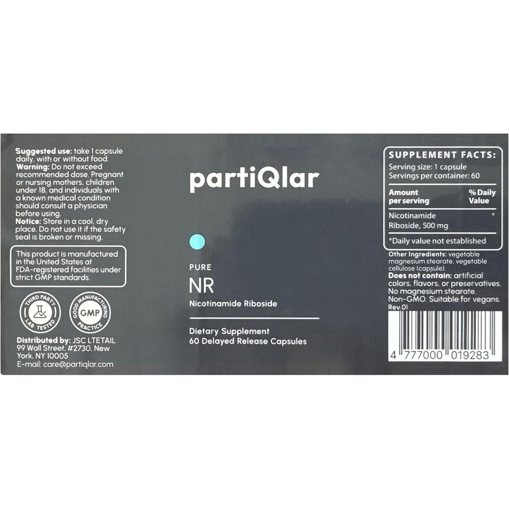 partiQlar NR Supplement Nicotinamide Riboside NAD+ Booster - 60 Capsules