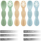 PandaEar 6 Pack Silicone Baby Spoons, First Stage Self Feeding Utensils
