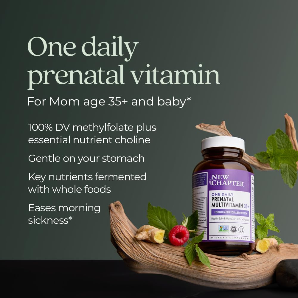 New Chapter One Daily Prenatal Multivitamin 35+, 30 Count | Enhanced Formula with Methylfolate and Choline for Healthy Mom and Baby, Gluten Free and Non-GMO, Made for Ages 35+