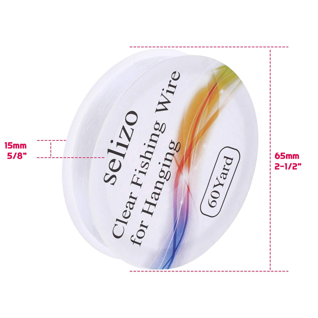 Fishing Wire, Selizo 3Pcs Clear Fishing Line Jewelry String Invisible Nylon Thread for Hanging Decorations, Beading and Crafts (3 Sizes, 60 Yards per Roll)