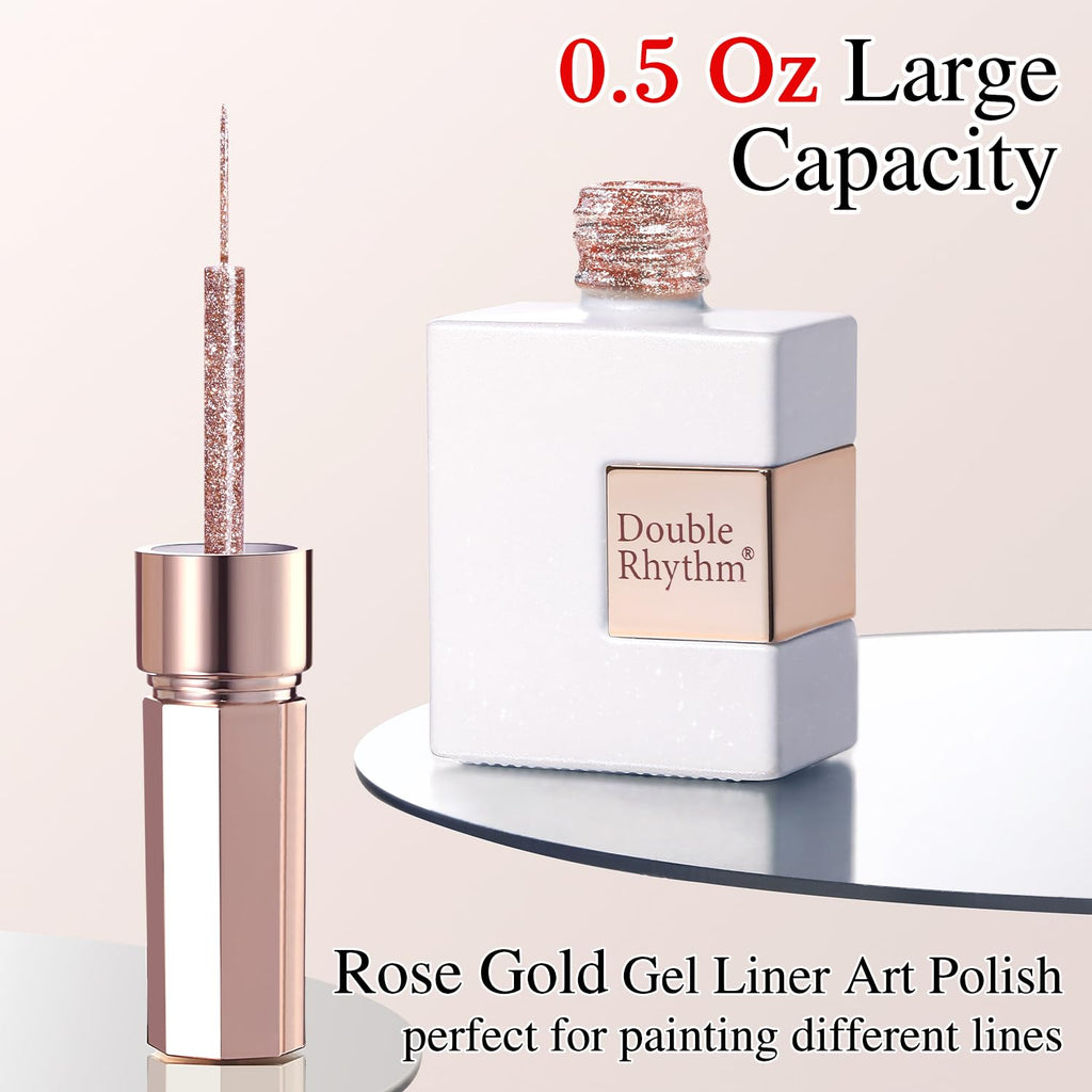 Double Rhythm 15 ml rose gold metallic gel liner, perfect for creating detailed lines. Available for order online in India.