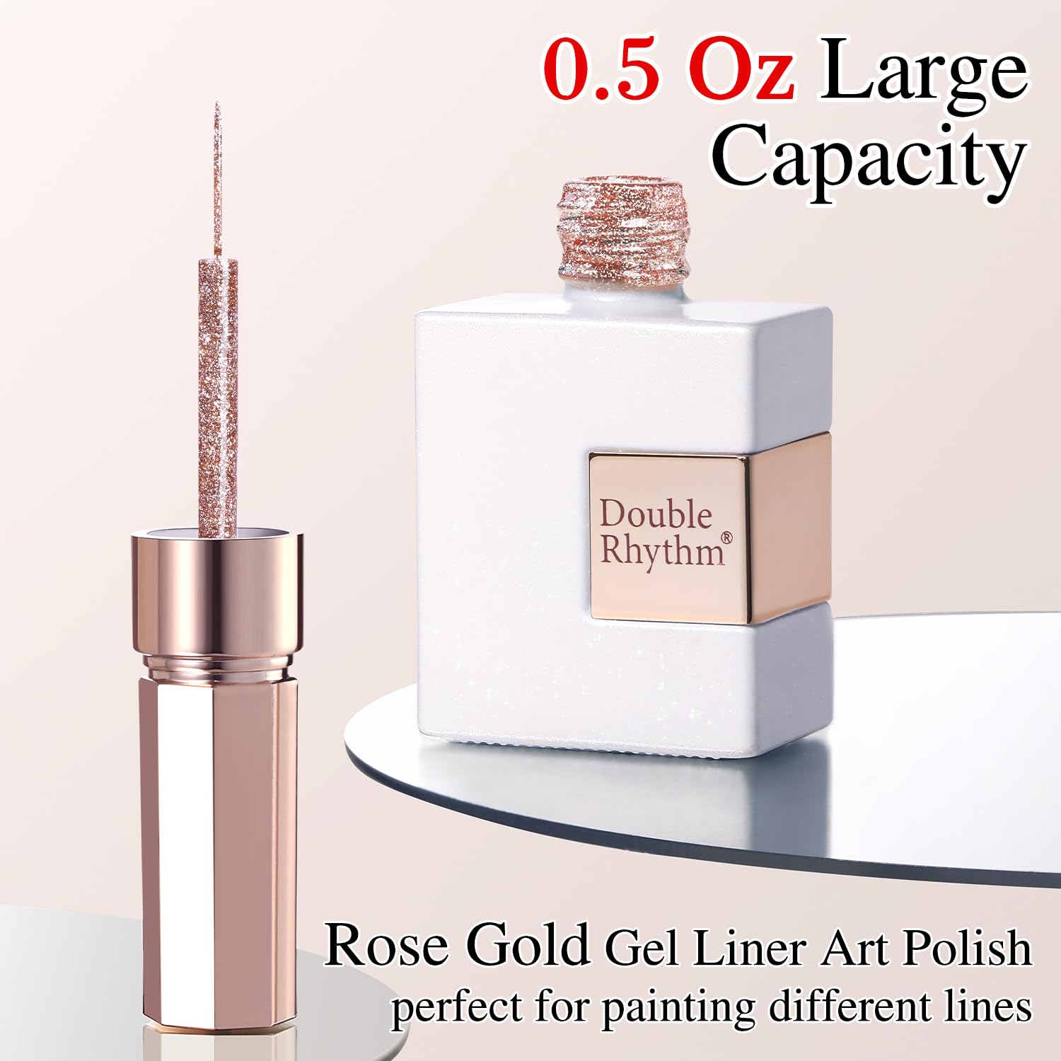 Double Rhythm 15 ml rose gold metallic gel liner, perfect for creating detailed lines. Available for order online in India.