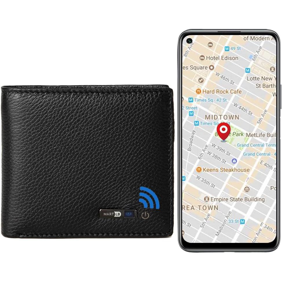 Buy now Anti-Lost Bluetooth Wallet Tracker & Finder GPS Position Locator Mens Slim Minimalist trackable Cool Leather Wallet Credit Card Holder (Coffee) (Coffee, Horizontal) (Black, Horizontal) at indiglob india