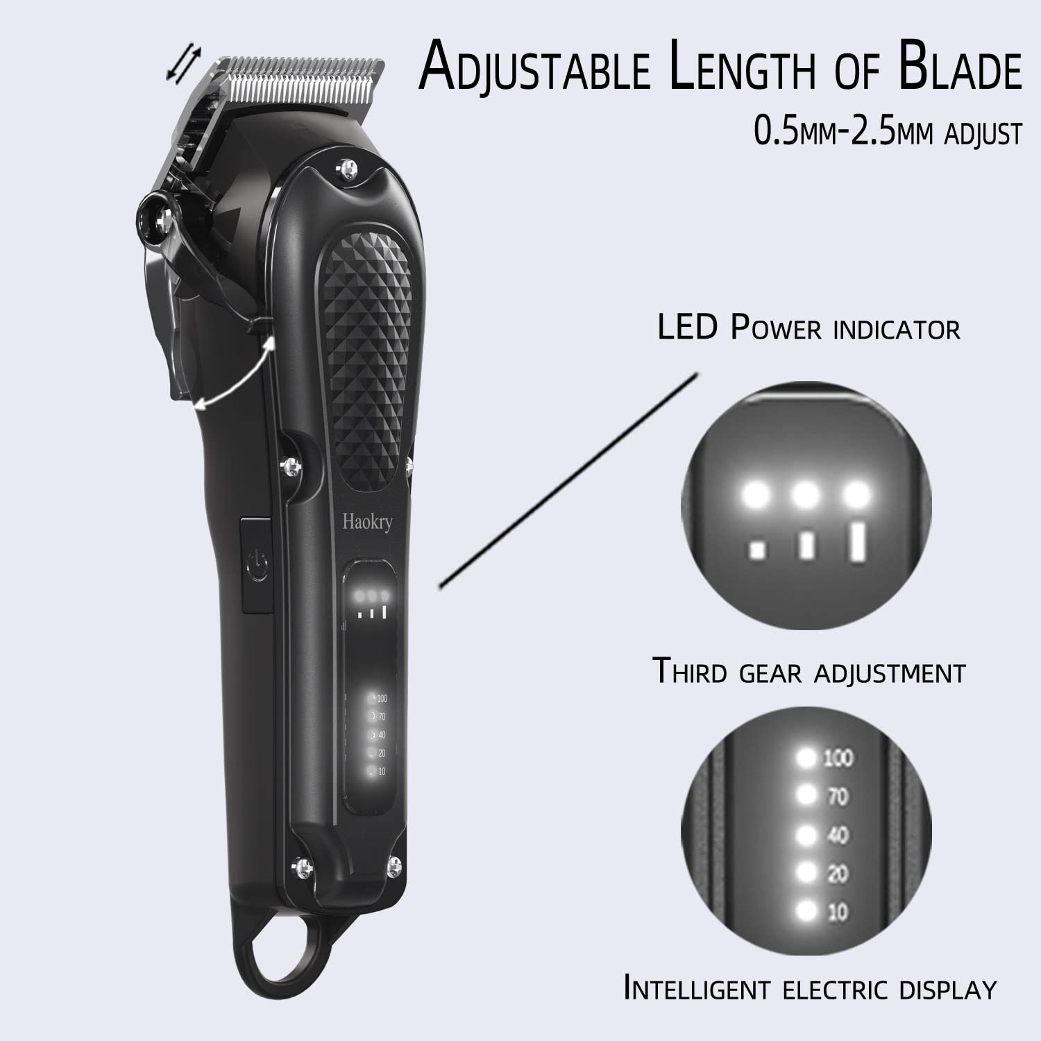 Haokry Hair Clippers for Men Barber Clippers for Hair Cutting&Grooming | Professional Cordless&Corded Rechargeable Beard Trimmer